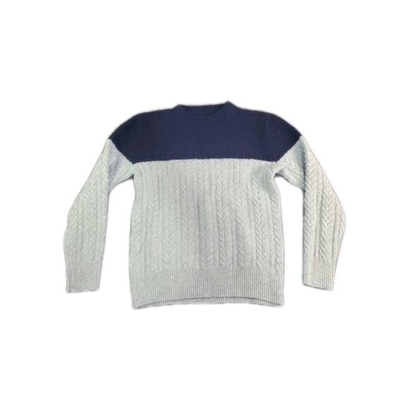 J.CREW Other - J.Crew Sweater Mens Sz S Gray Blue Wool Cable Knit Chunky Pullover Colorblock Z2